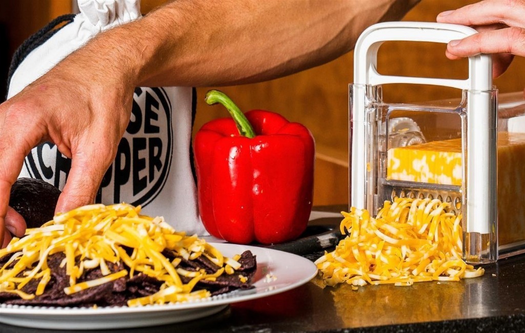 slicing cheese with cheese chopper