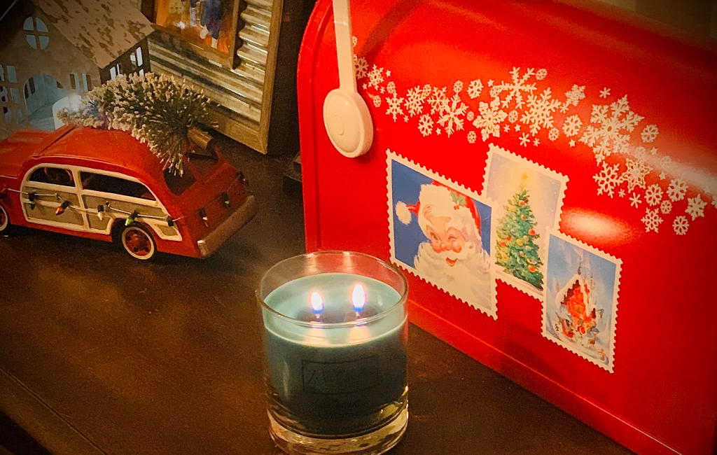 candle and Christmas decoration