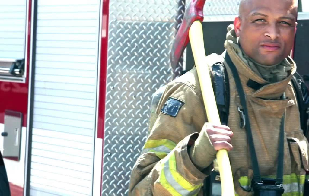 firefighter with axe