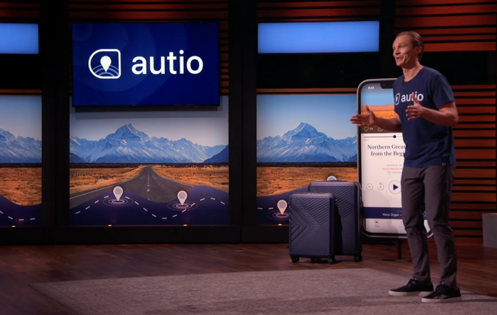 founder of autio app pitching on shark tank