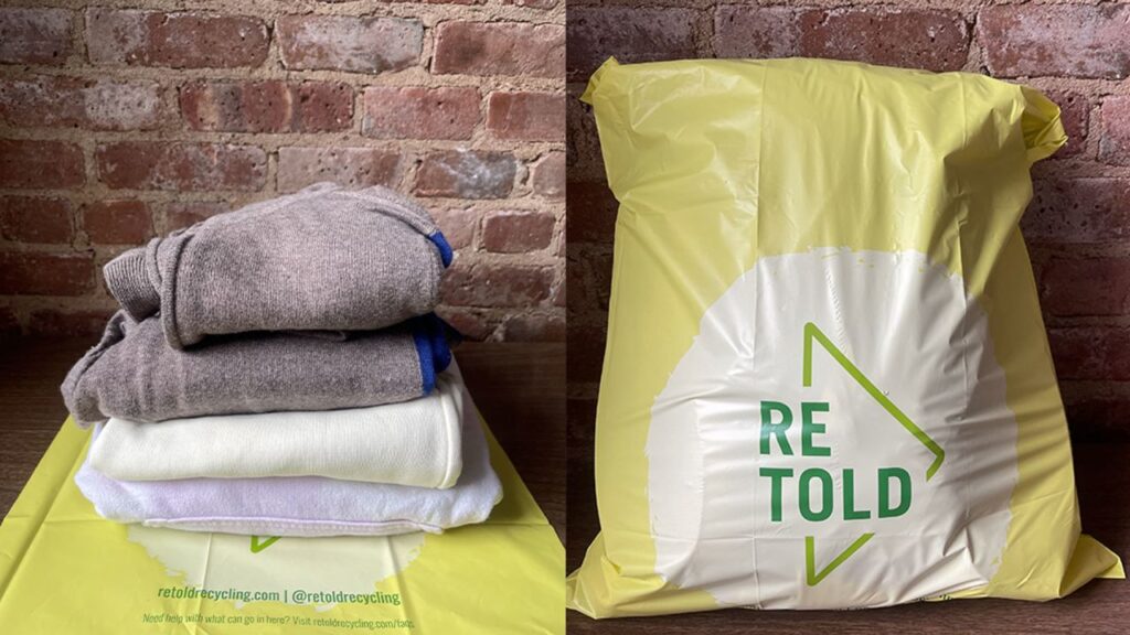 packing clothes with retold recycling