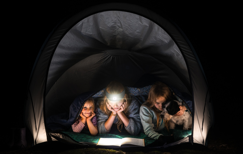 reading in tent