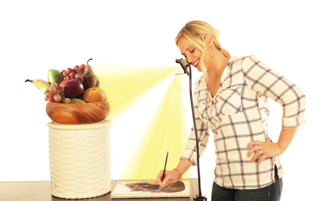 woman drawing fruits