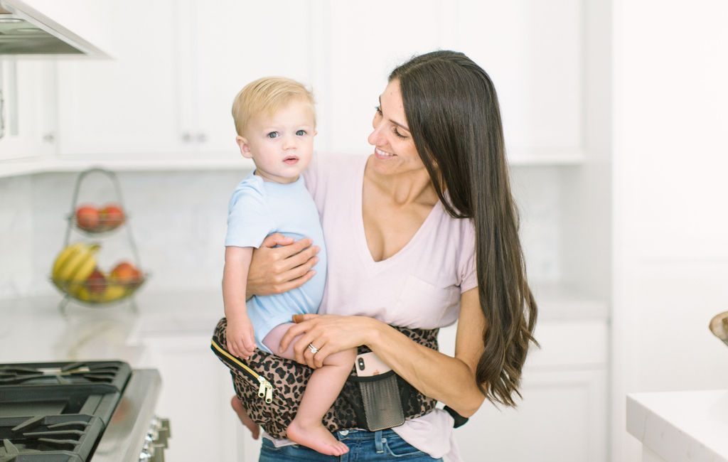 woman and baby in kitchen