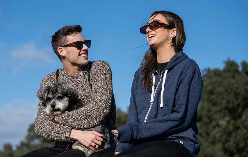 couple and dog