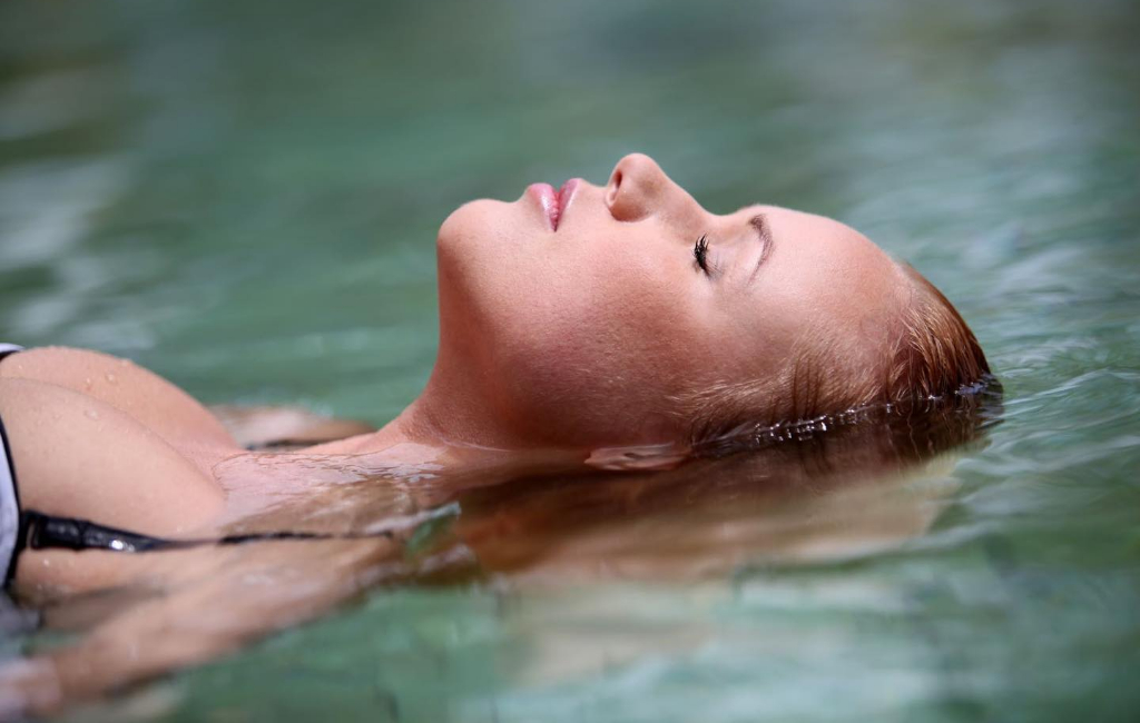 woman floating in water