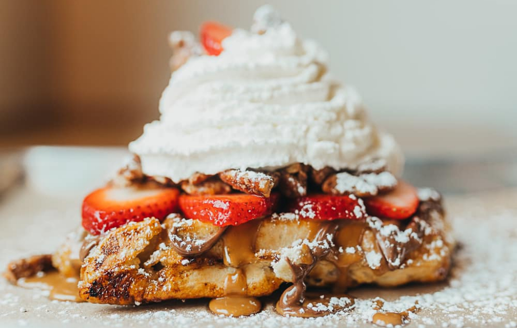 waffle with strawberries