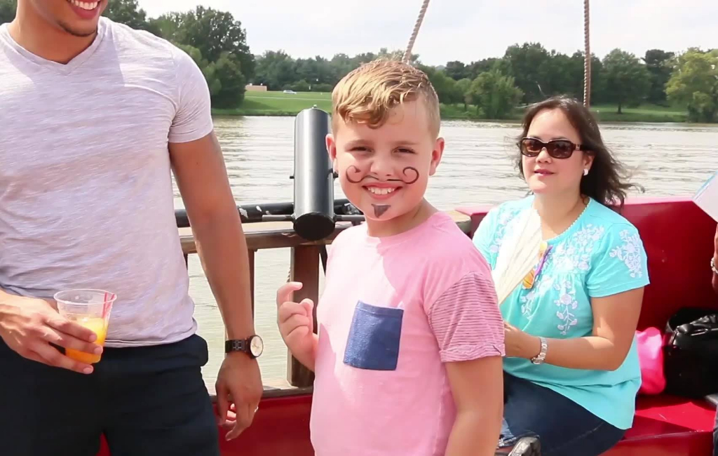 family on a boat