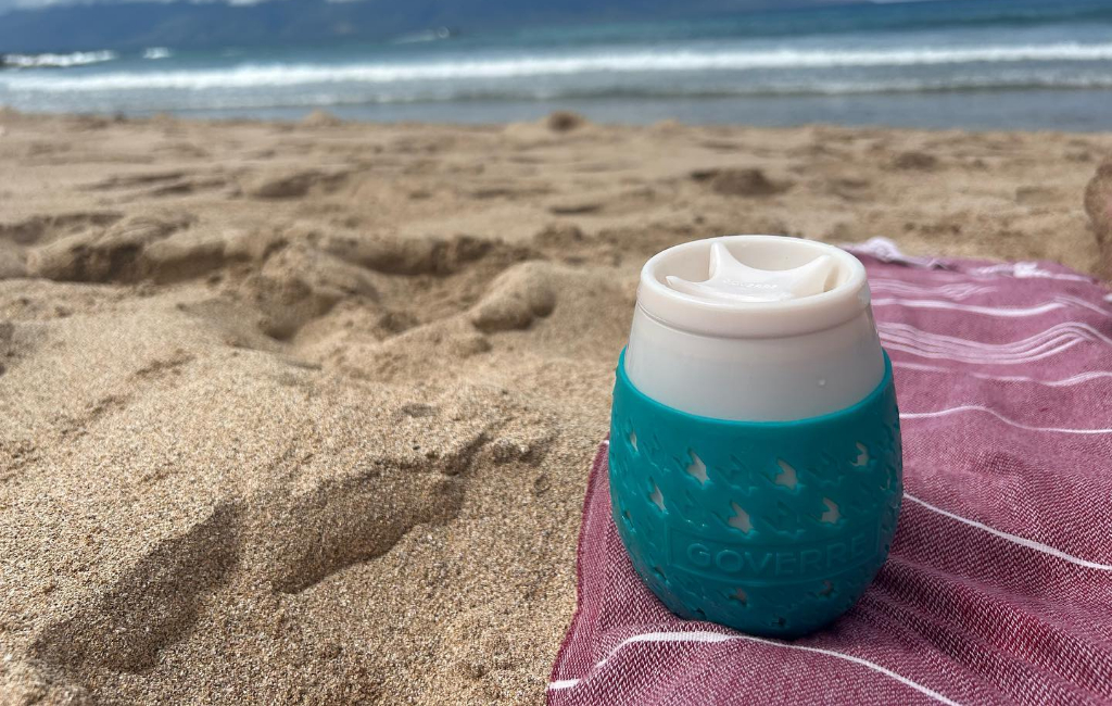 wine glass on the beach