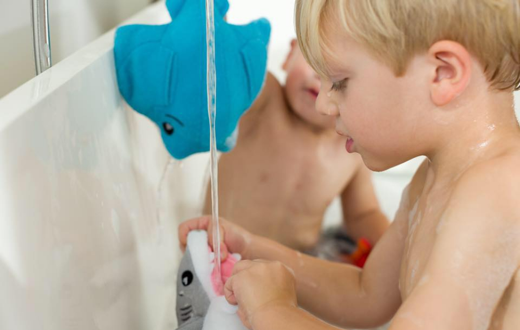 kids taking a bath