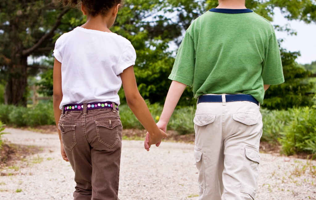 boy and girl walking