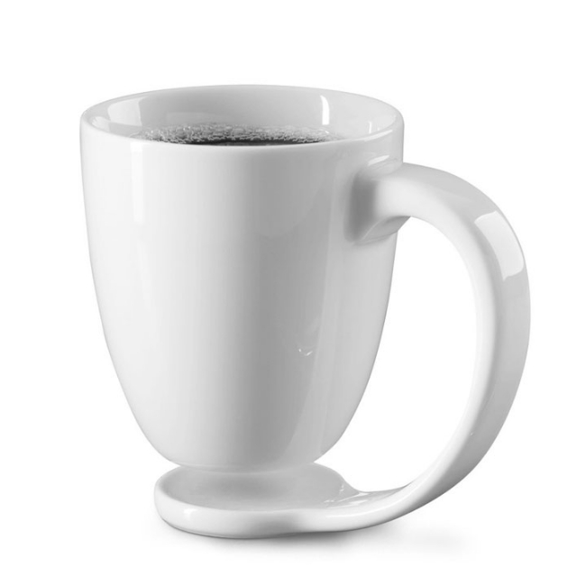 white floating mug