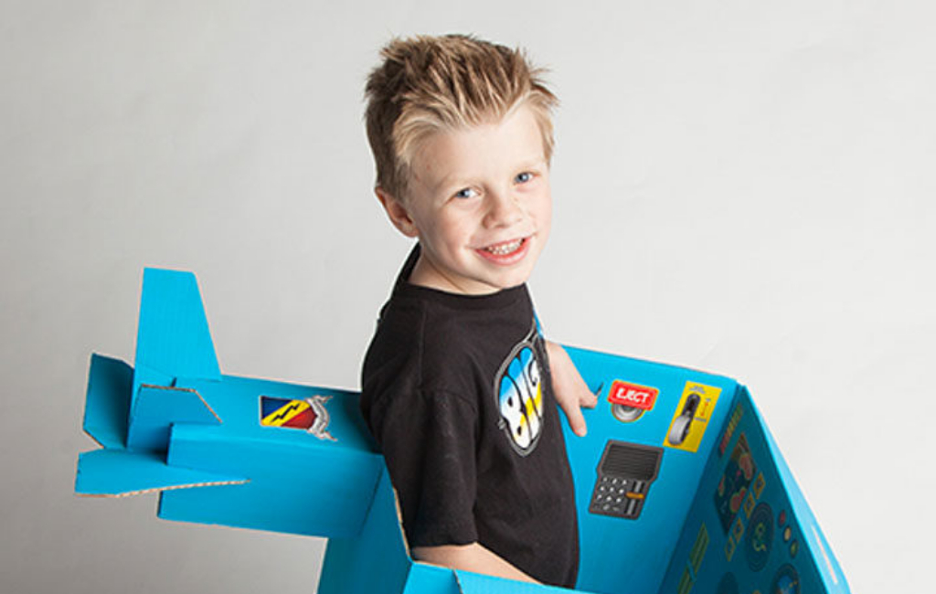 boy with paper box