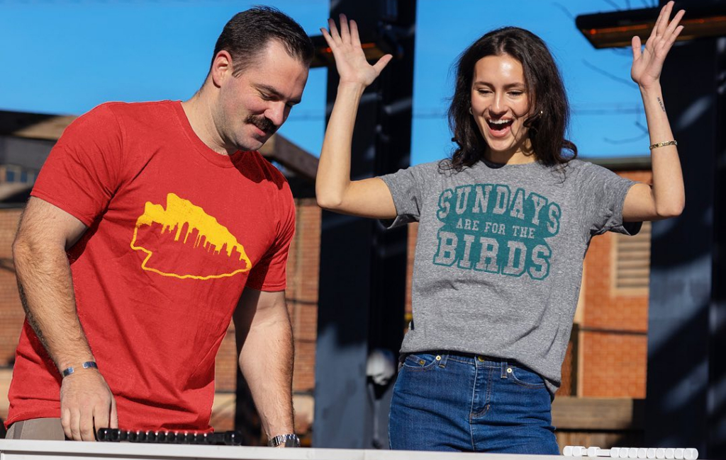 couple in Home t-shirts